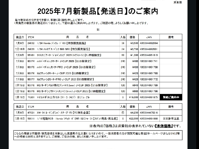 7月の新製品