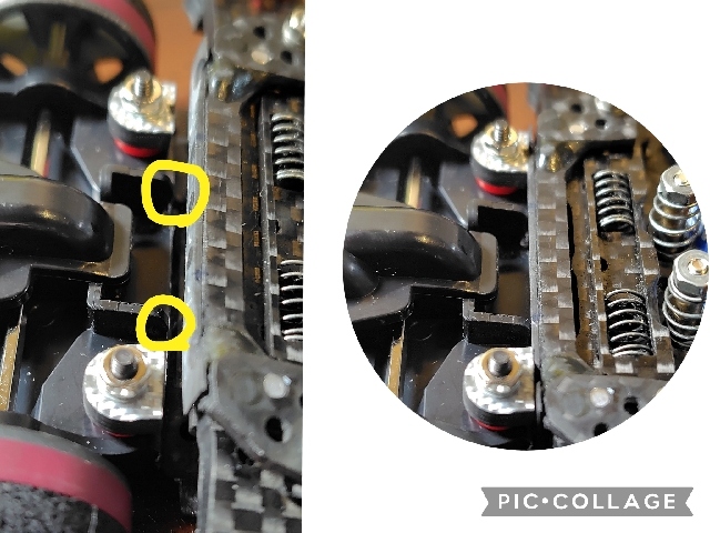 バンパーカット目安とスラスト抜け防止補助